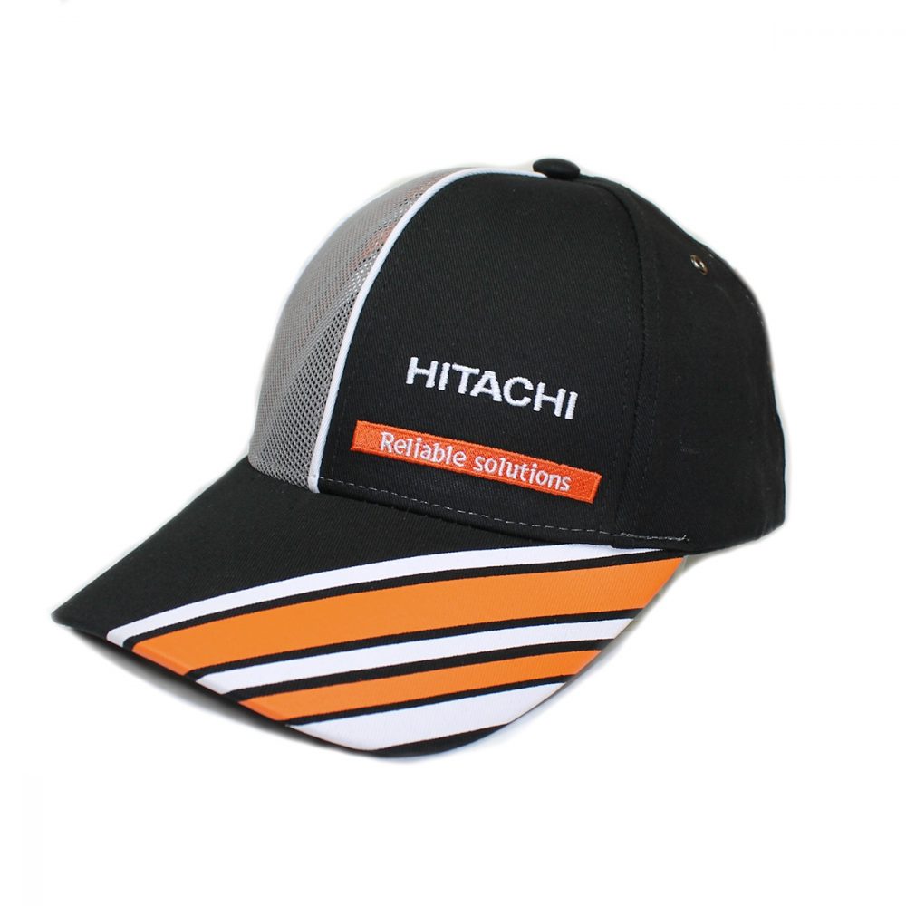 Sort Hitachi caps med skrå striper